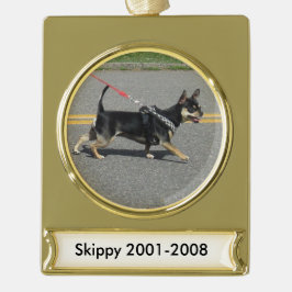 Skippyのチワワのオーナメント ゴールドプレートバナーオーナメント