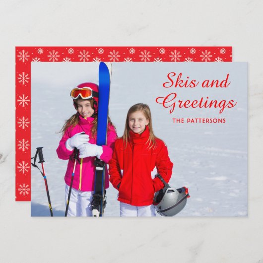 Skisとグリーティングフォトパーソナライズされた |クリスマス (正面/裏面)
