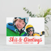 Skisとグリーティングフォトパーソナライズされた |クリスマス (スタンド正面)