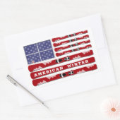 Skis and Snowflakes USA冬用国旗 長方形シール (封筒)