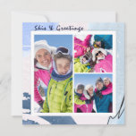 Skis & Greetings Christmas モダン Winter 3 Photo<br><div class="desc">このモダンクリスマスカーお気に入りのドは、文字「Skis & Greetings」でモダン抽象芸術の背景パターンに囲まれた3枚の写真と逆のメッセージをタイポグラフィ#christmas #christmascards #personalizedholidaycards #stationery #seasonalcards #personalized #cards #winter #greetingcards #personalizedcards #skiing #photocardsならcolodならcolove</div>