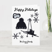 Skis, hat, boots & goggles Christmas カード (正面)