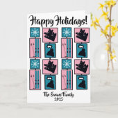 Skis & snowflakes on holiday カード (黄色い花)