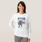 SkisUtahを運んでいるスキーヤー Tシャツ (正面フル)