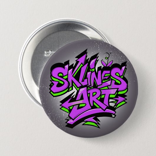 SklinesArt - 大胆なグラフィティロゴ 缶バッジ (正面&裏面)