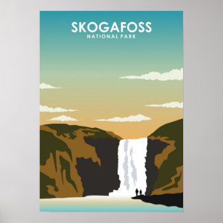 Skogafoss Iceland Waterfall旅行ポスター ポスター
