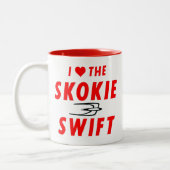 Skokie Swift、イエローライン、CTAラピッドトランジット ツートーンマグカップ (左)