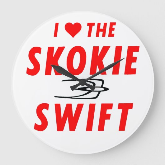 Skokie Swift、イエローライン、CTAラピッドトランジット ラージ壁時計 (正面)