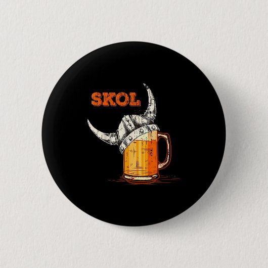 Skol Nordic Viking Helmet Drinking Gl  缶バッジ (正面)
