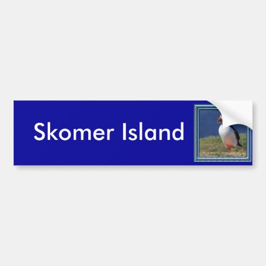 Skomerの島のツノメドリ バンパーステッカー (正面)