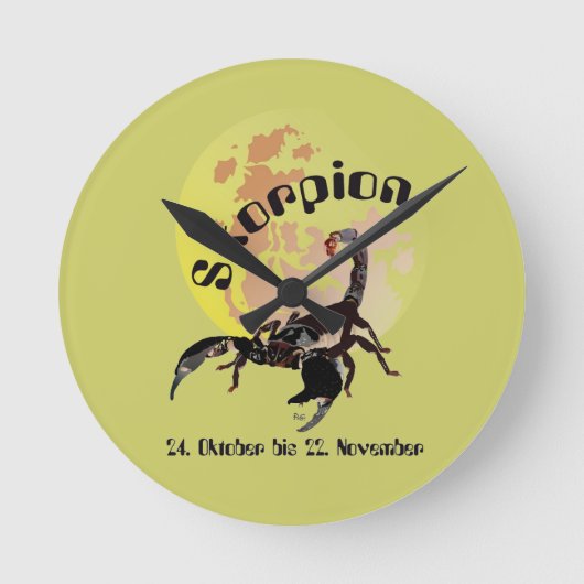 Skorpion - Sternzeichen Uhr ラウンド壁時計 (正面)