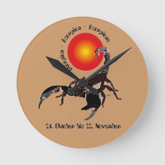Skorpion - Sternzeichen Uhr ラウンド壁時計 (正面)