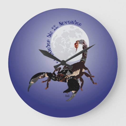 Skorpion - Sternzeichen Uhr ラージ壁時計 (正面)