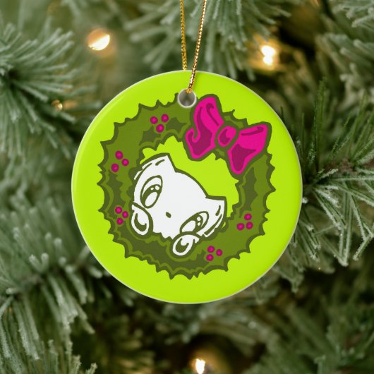 Skribbles the Cat:クリスマスリース セラミックオーナメント (ツリー)