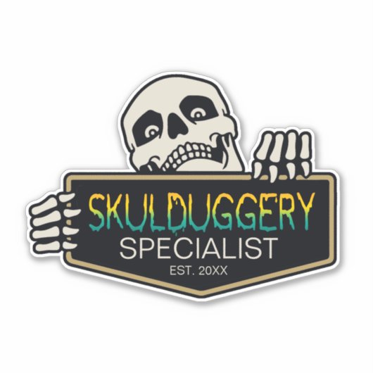 SkulduggeryスペシャリストのハロウィーンスカルサインID856 シール (正面)