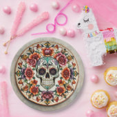 💀🎉: Skulflower Radiance Doom Dia de los Muertos ペーパープレート (パーティー)