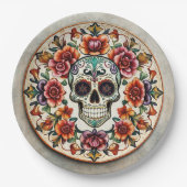 💀🎉: Skulflower Radiance Doom Dia de los Muertos ペーパープレート (正面)