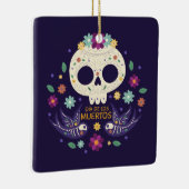 Skullカラフルな花のDia de Muertos |のオーナメント セラミックオーナメント (右)