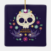 Skullカラフルな花のDia de Muertos |のオーナメント セラミックオーナメント (裏面)