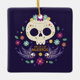 Skullカラフルな花のDia de Muertos |のオーナメント セラミックオーナメント