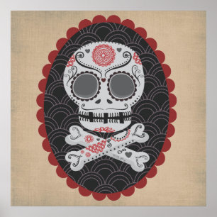 Skull死んだDiaa de los Muertosのcalaverasの日 ポスター