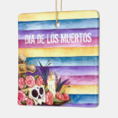 Skull花のDia de los Muertos |のオーナメント セラミックオーナメント (左)