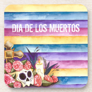 Skull花のDia de los Muertos  のコースター コースター