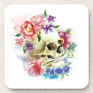 Skull花のDia de los Muertos  のコースター コースター