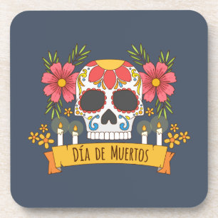 Skull花のDia de los Muertos  のコースター コースター