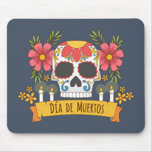 Skull花のDia de los Muertos  のマウスパッド マウスパッド