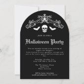 Skull And Bats Spooky Gothic Halloween Party 招待状 (正面)