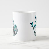 Skull and Blue Butterflies Mug ジャンボコーヒーマグカップ (正面)