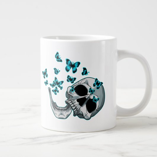 Skull and Blue Butterflies Mug ジャンボコーヒーマグカップ (右)