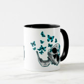 Skull and Blue Butterflies Mug マグカップ (正面右)