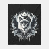 Skull and Cat フリースブランケット (正面)