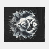 Skull and Cat フリースブランケット (正面(横))