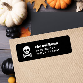 Skull and Crossbones Halloween Return Address ラベル
