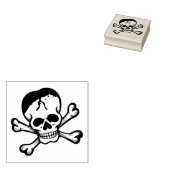 Skull and Crossbones Jolly Roger Wooden Art Stamp ラバースタンプ (押印)