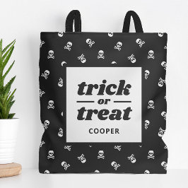 Skull and Crossbones Monogrammed Trick or Treat  トートバッグ