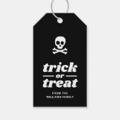 Skull and Crossbones Trick or Treat Party Favor ギフトタグ (正面)
