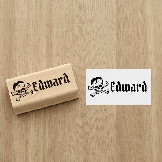Skull and Crossbones with Custom Name Stamp ラバースタンプ
