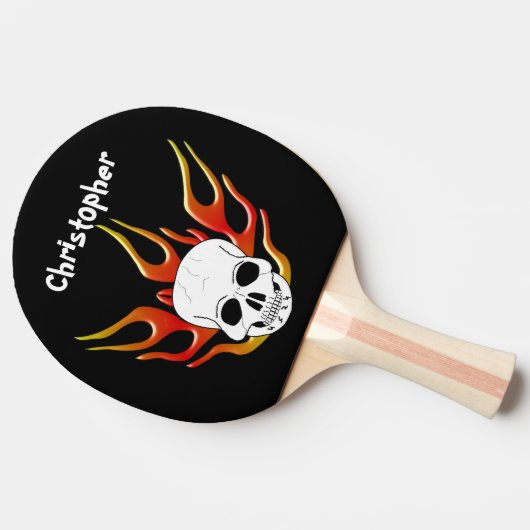 Skull And Flames Design 卓球ラケット (横)