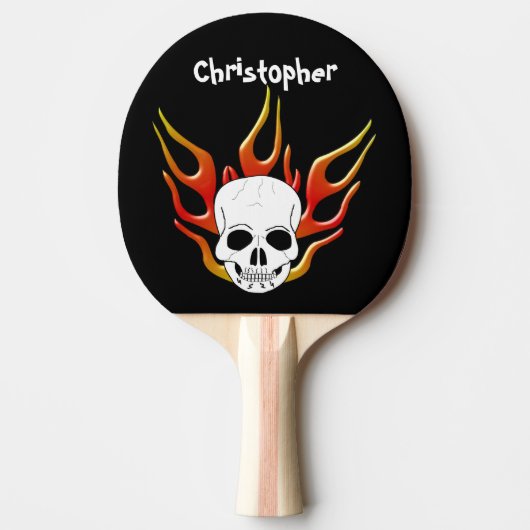 Skull And Flames Design 卓球ラケット (正面)