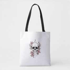 Skull and Flower Tote Bag | Edgy Floral Design トートバッグ
