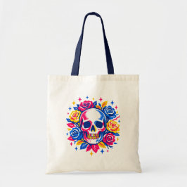 Skull and Flowers トートバッグ
