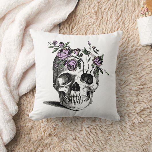 Skull and Pink Flower クッション (ブランケット)