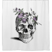Skull and Pink FLowers シャワーカーテン (正面)