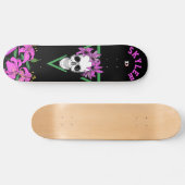 Skull and Pink Tiger Lilies on Black Dd Brand   スケートボード (横)