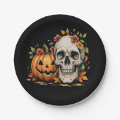  Skull and Pumpkin Art ペーパープレート (正面)