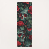 Skull and Red Roses Pattern – Dark Floral Design ヨガマット (正面)